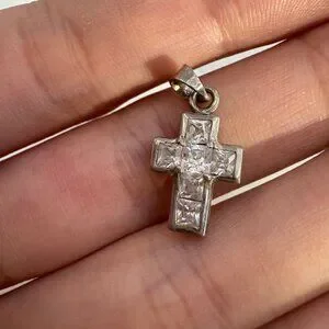 Jewelry | Vtg Solid Sterling Silver 925 Cubic Zirconia Cross Pendant ...